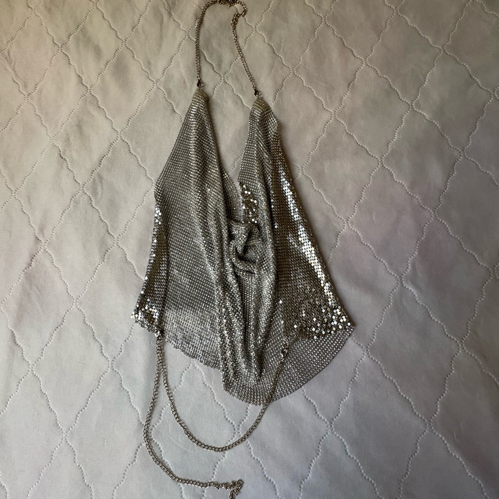 Silver Chainmail Halter Top - Picture 3 of 3